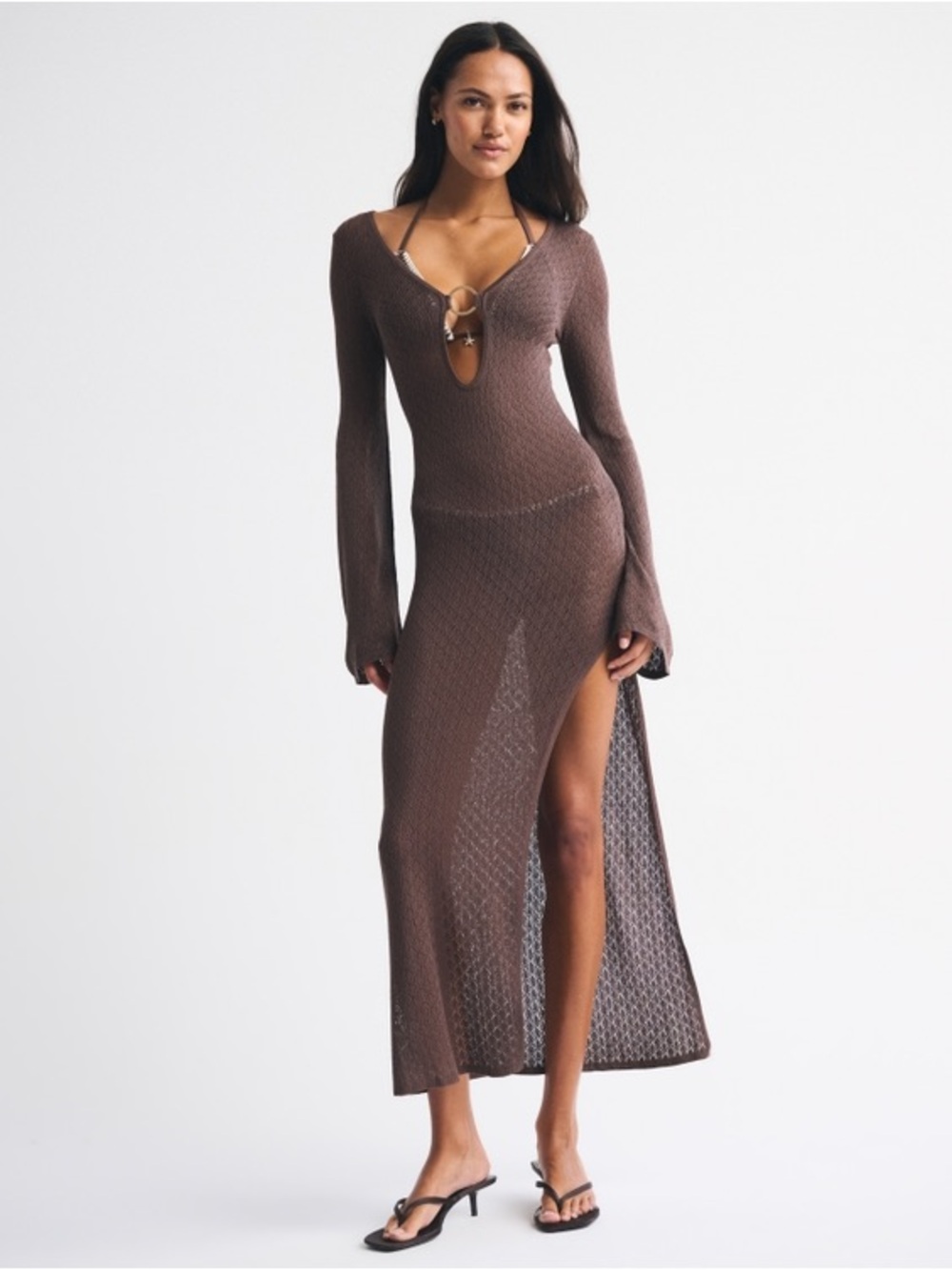 Abercrombie and Fitch Crochet-Style Plunge Maxi Dress Coverup